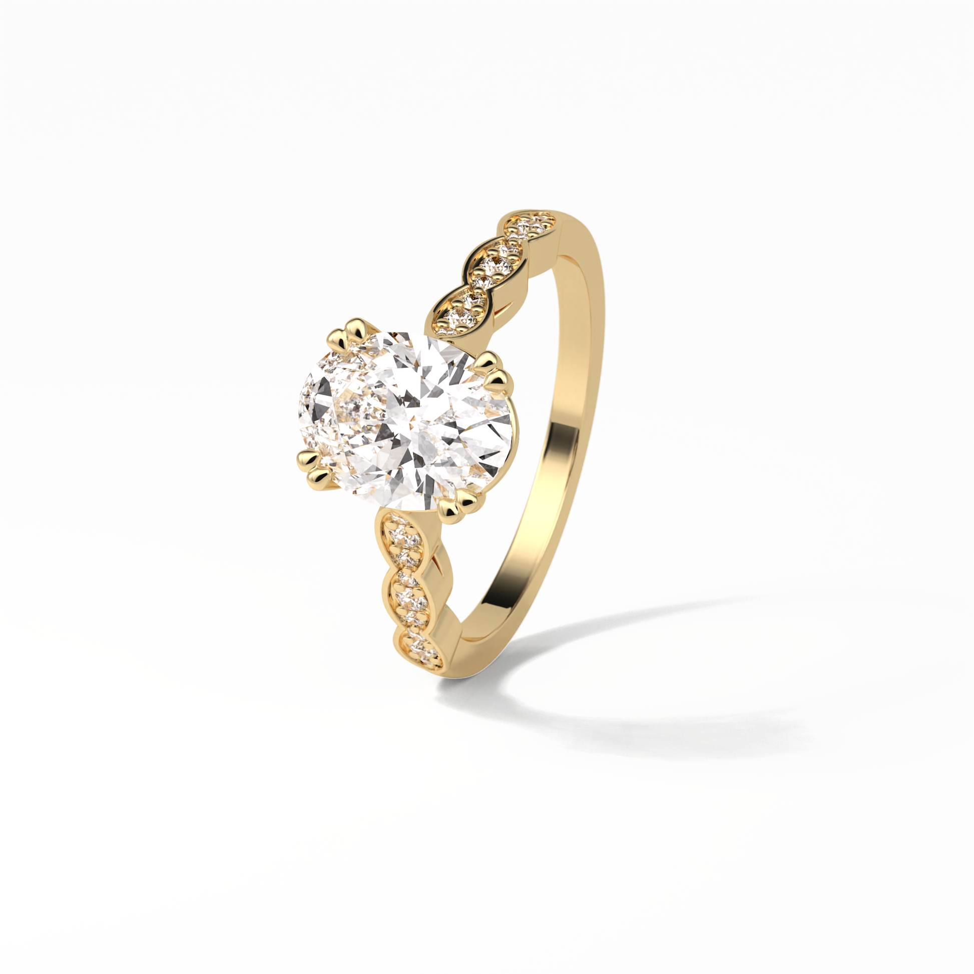 Oval Pave & Halo Lab Grown Diamond Engagement Ring