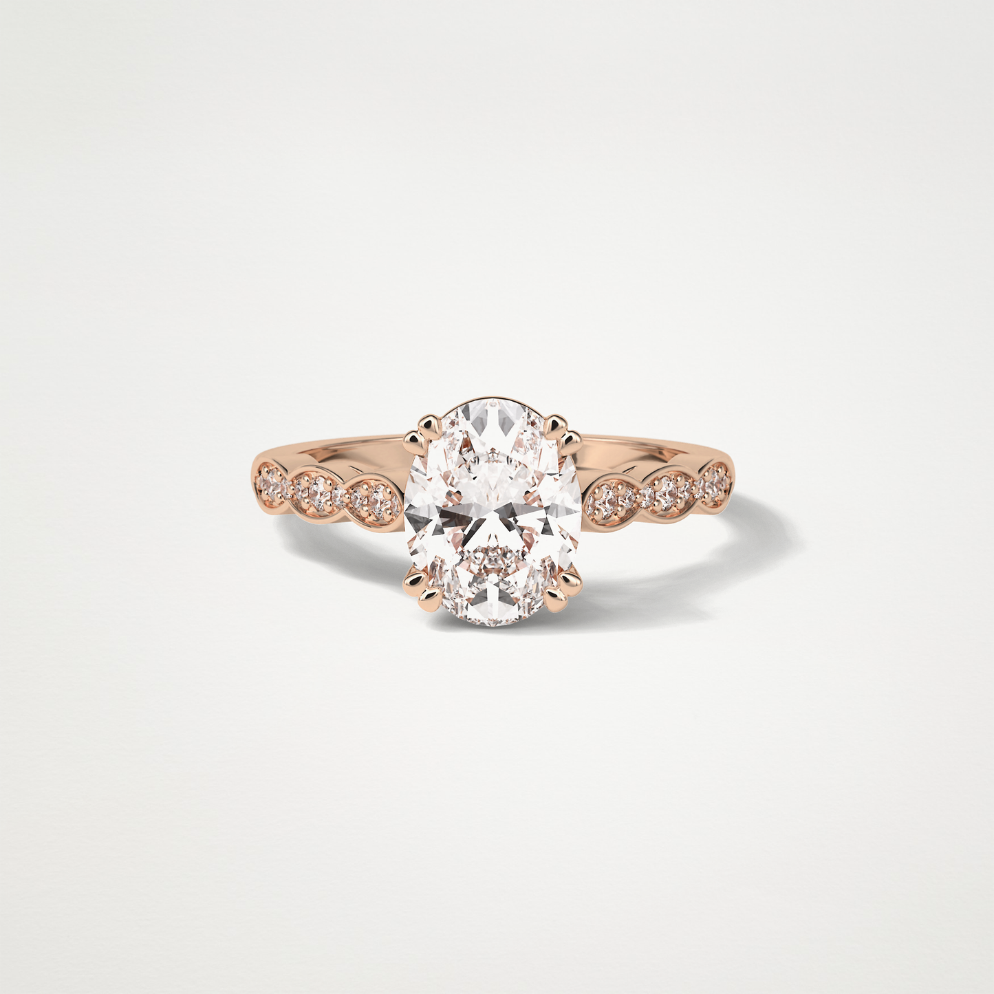 Oval Pave & Halo Lab Grown Diamond Engagement Ring