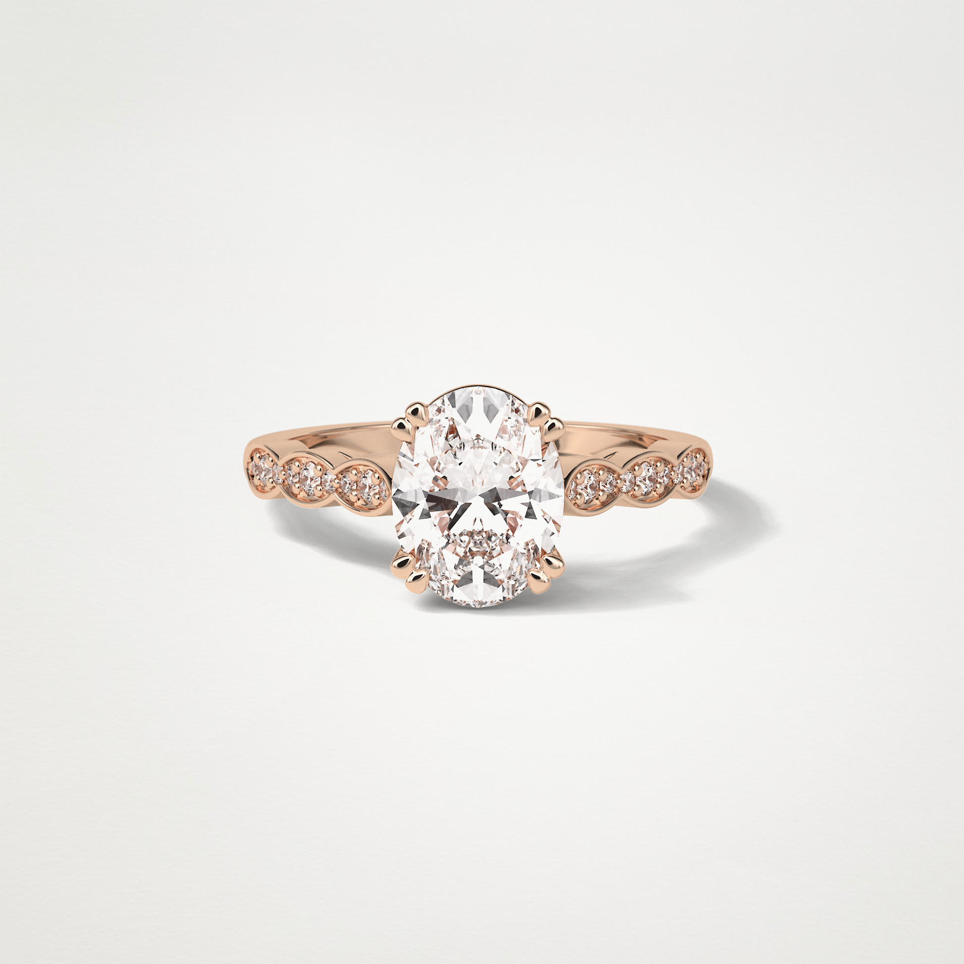 Oval Pave & Halo Lab Grown Diamond Engagement Ring
