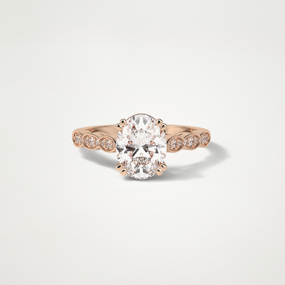 Oval Pave & Halo Lab Grown Diamond Engagement Ring