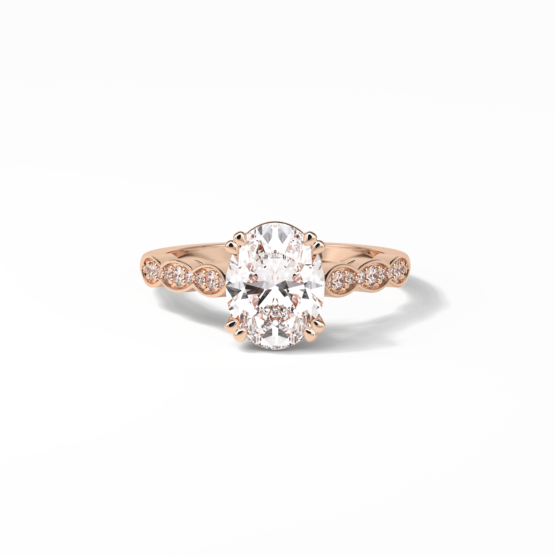 Oval Pave & Halo Lab Grown Diamond Engagement Ring