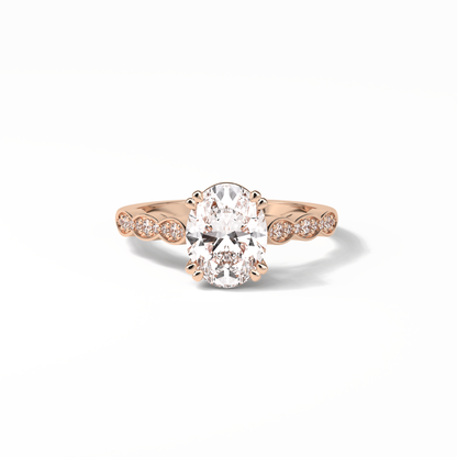 Oval Pave & Halo Lab Grown Diamond Engagement Ring