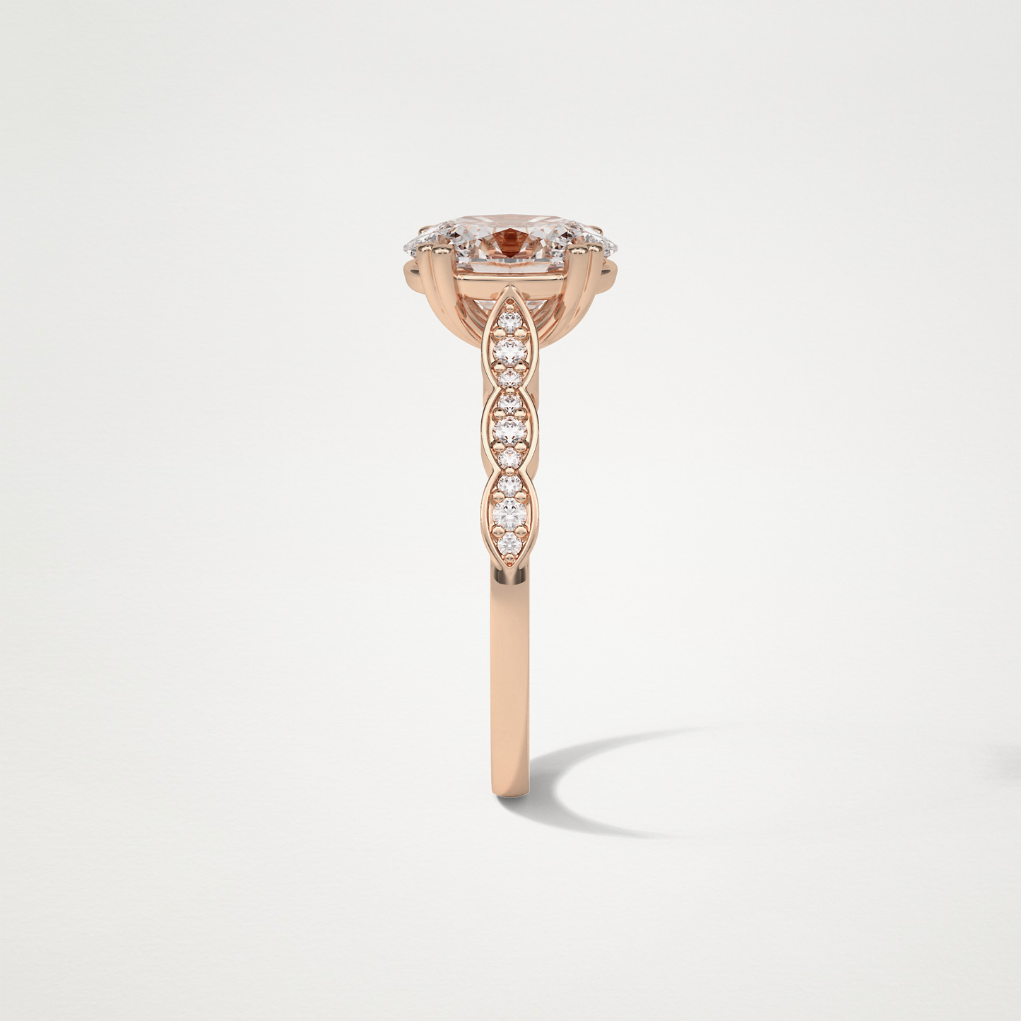 Oval Pave & Halo Lab Grown Diamond Engagement Ring