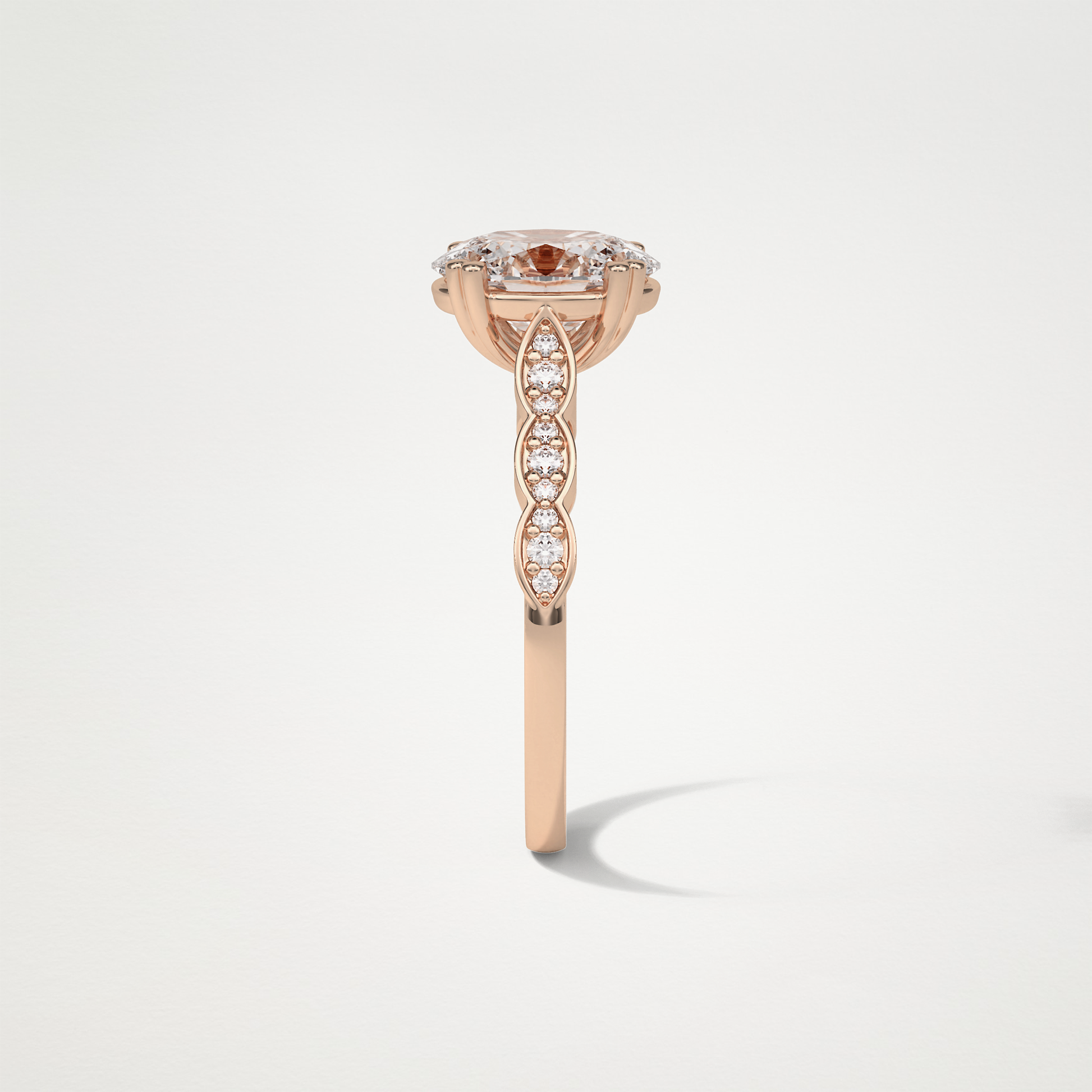 Oval Pave & Halo Lab Grown Diamond Engagement Ring