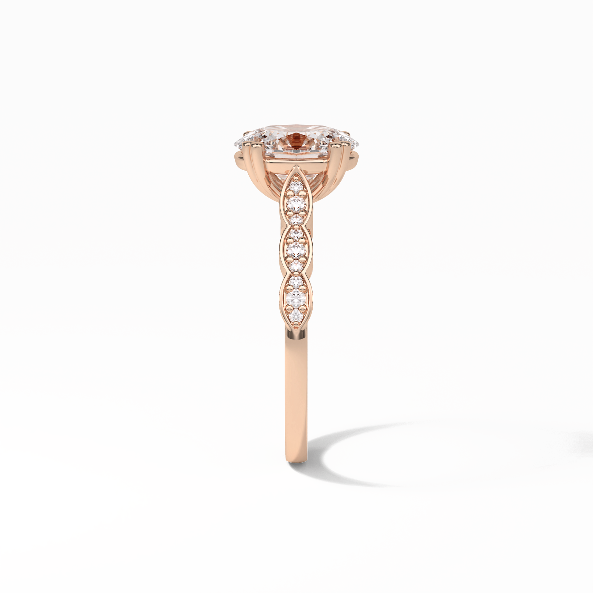 Oval Pave & Halo Lab Grown Diamond Engagement Ring