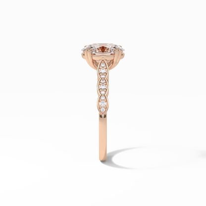 Oval Pave & Halo Lab Grown Diamond Engagement Ring