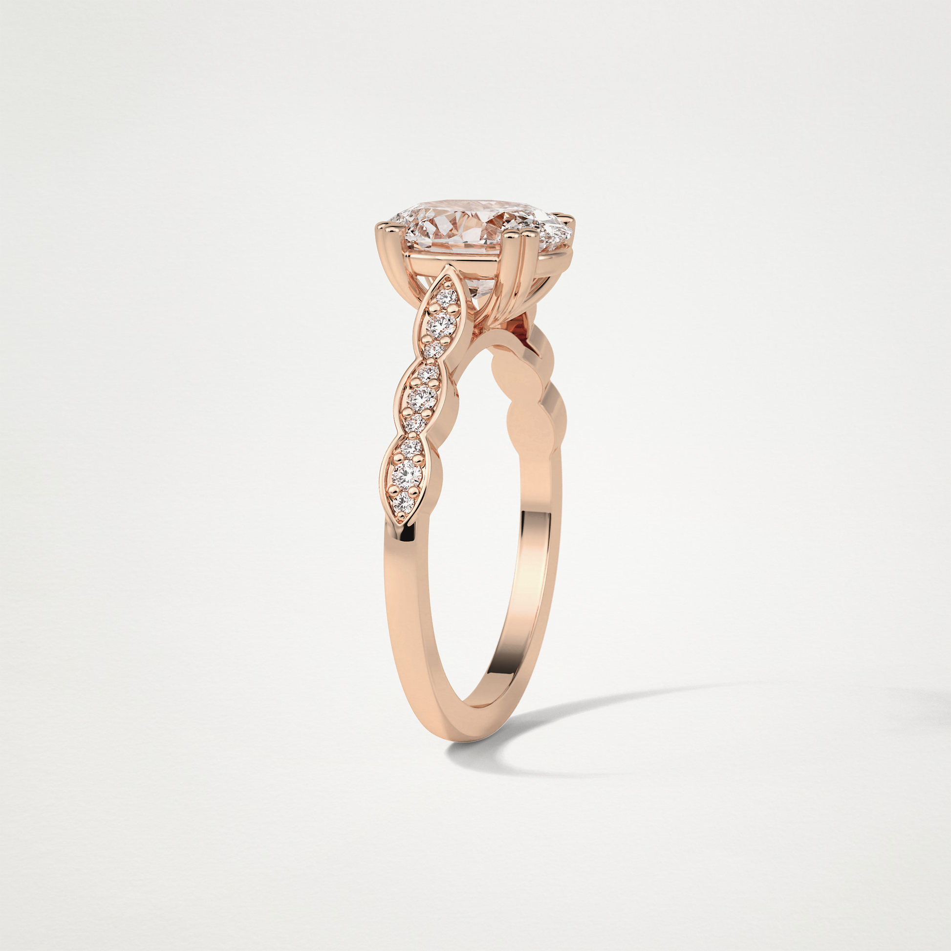 Oval Pave & Halo Lab Grown Diamond Engagement Ring