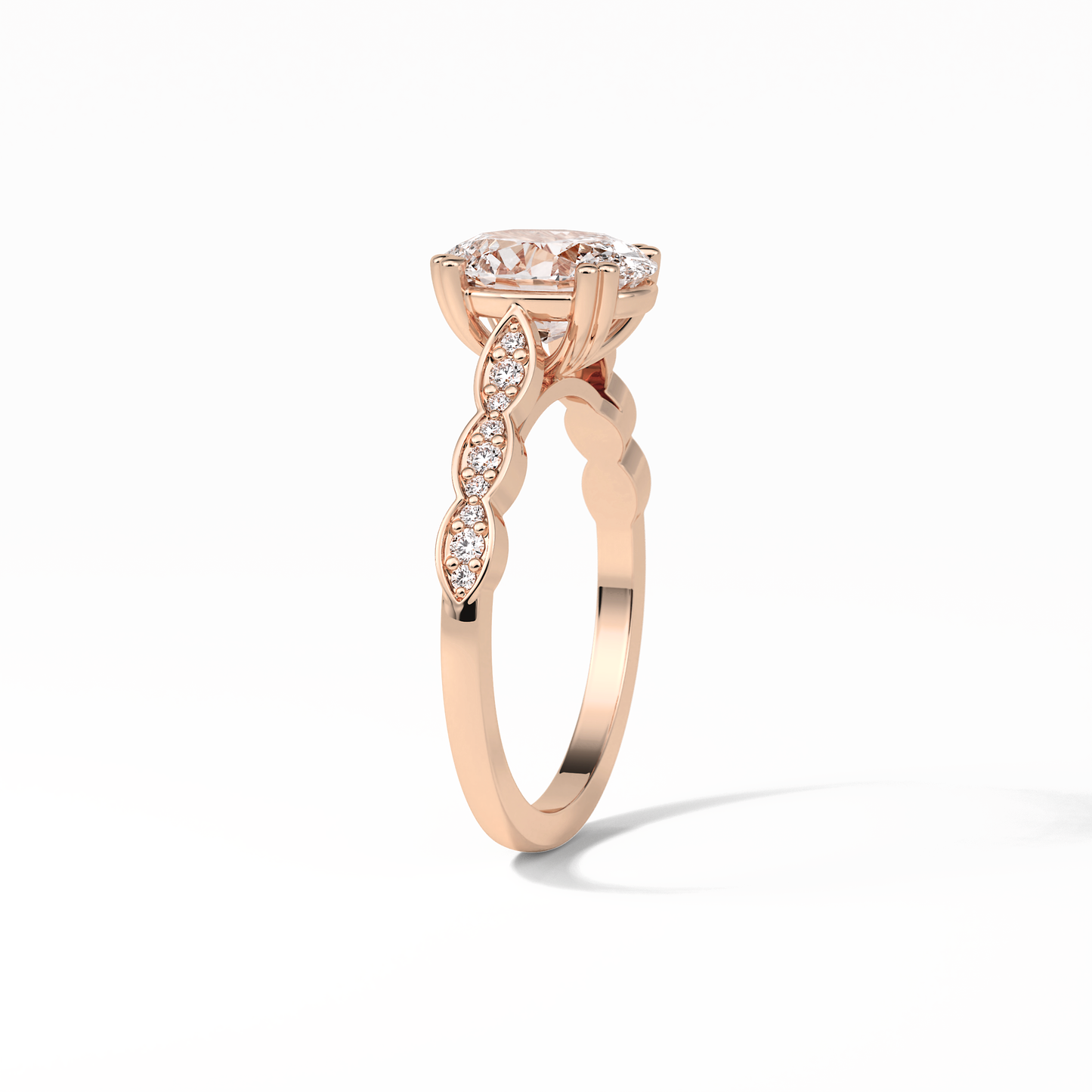 Oval Pave & Halo Lab Grown Diamond Engagement Ring