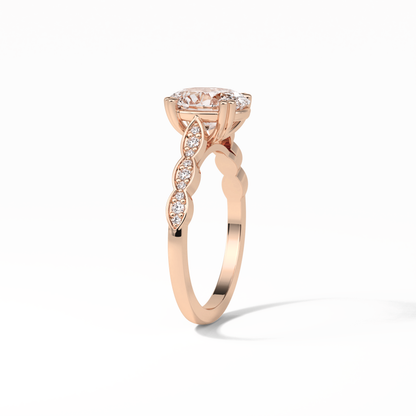 Oval Pave & Halo Lab Grown Diamond Engagement Ring