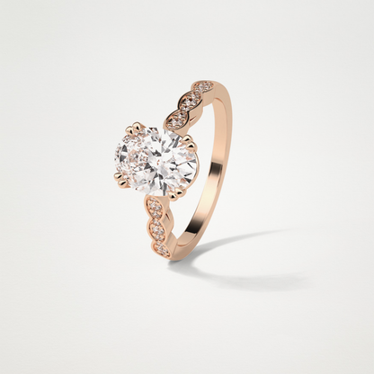 Oval Pave & Halo Lab Grown Diamond Engagement Ring