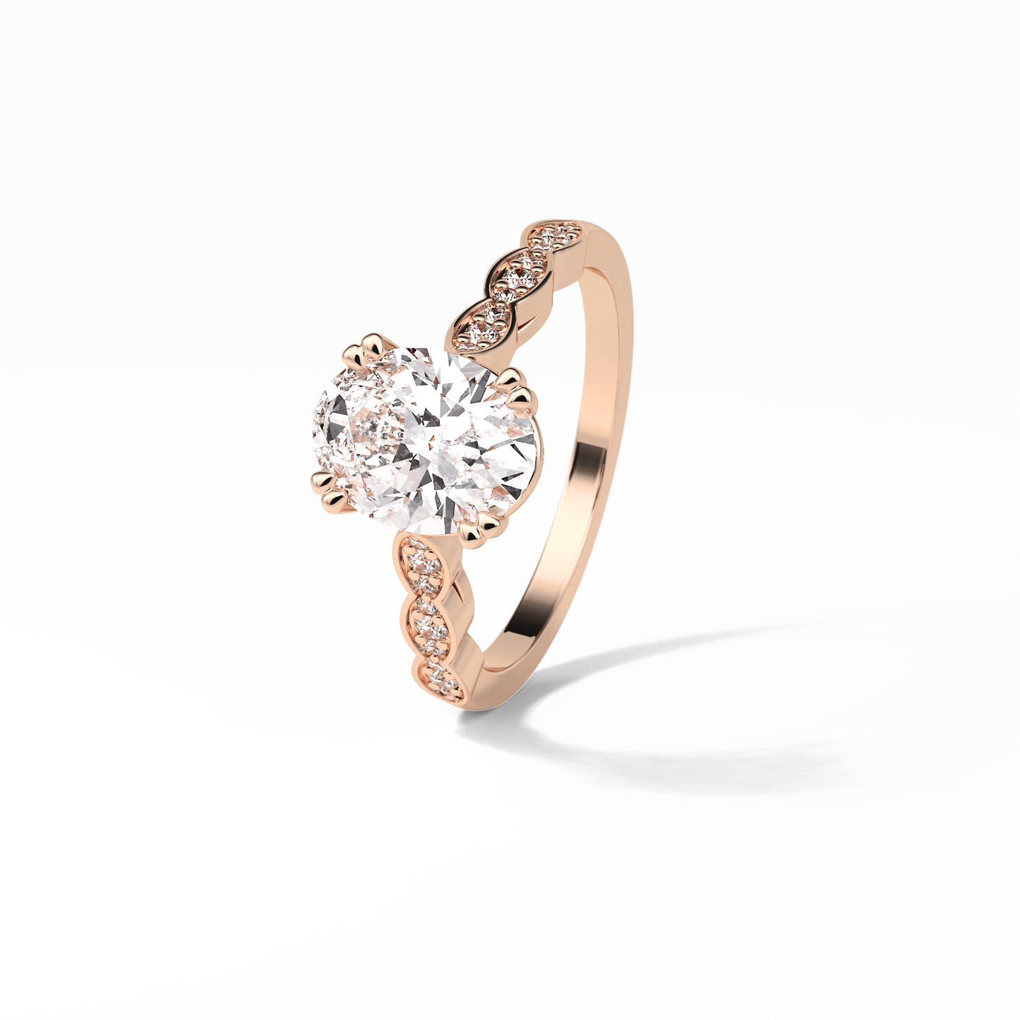 Oval Pave & Halo Lab Grown Diamond Engagement Ring