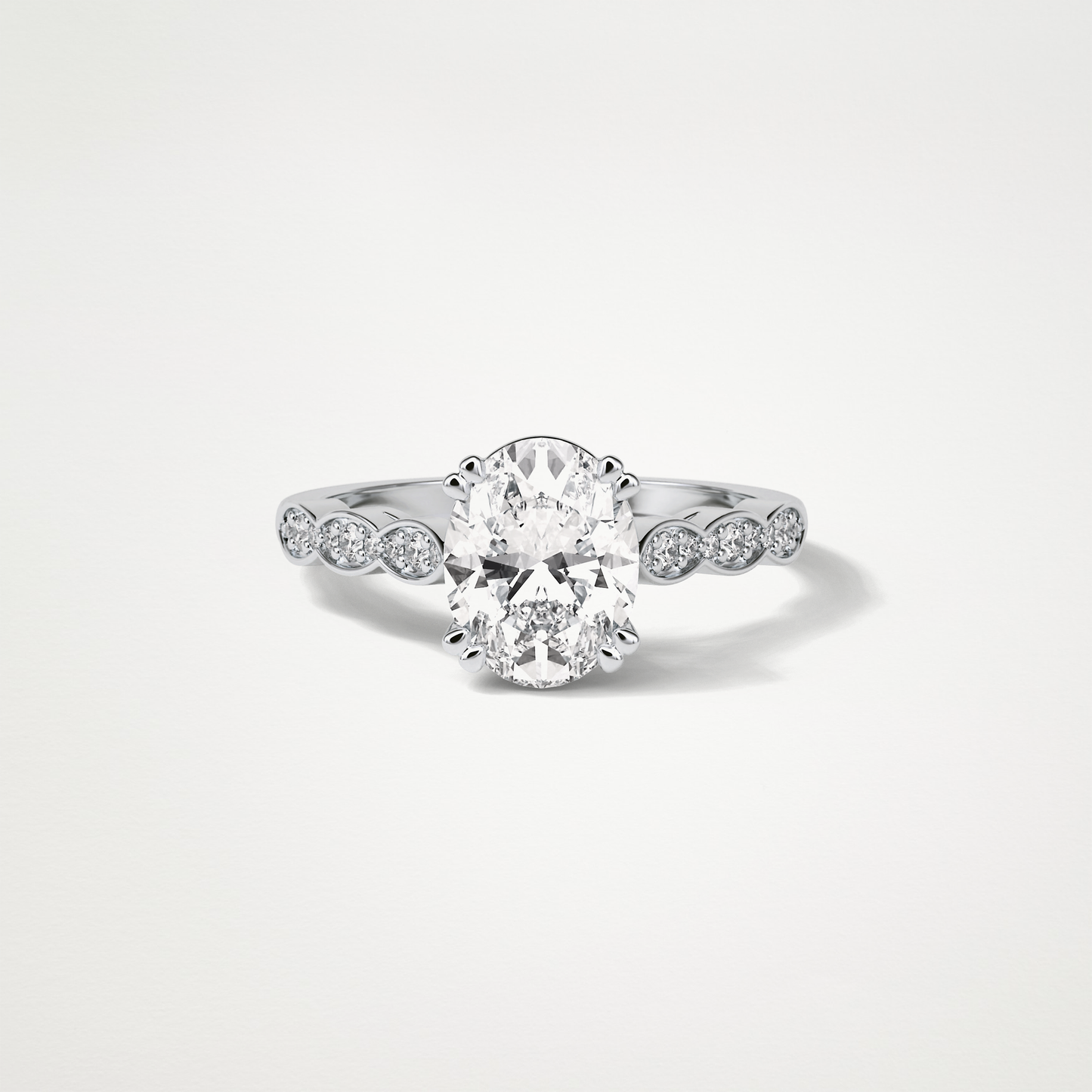Oval Pave & Halo Lab Grown Diamond Engagement Ring