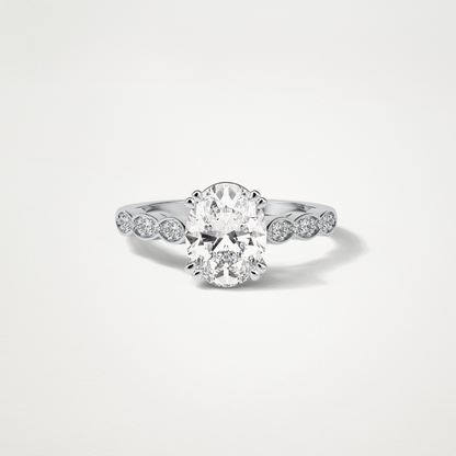 Oval Pave & Halo Lab Grown Diamond Engagement Ring