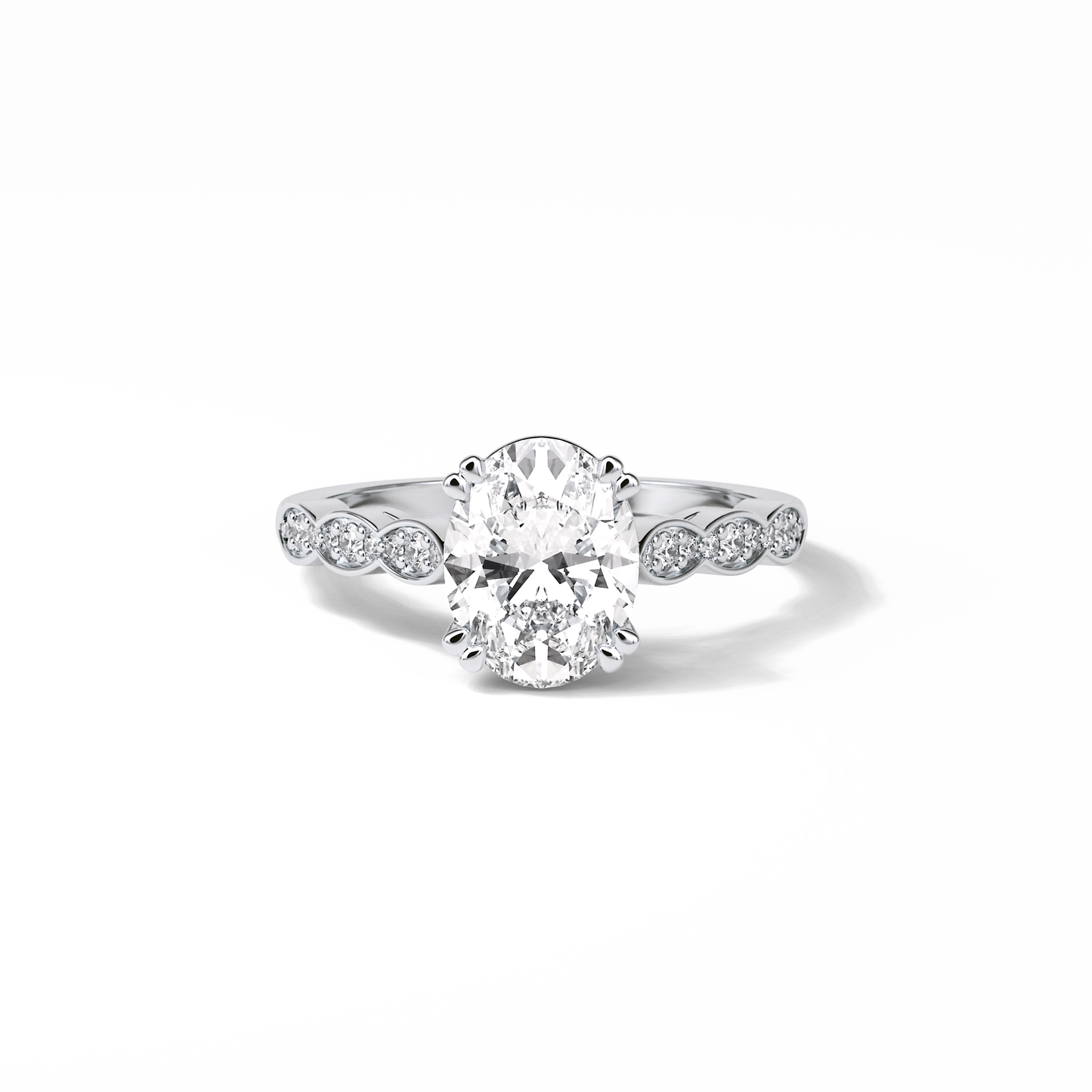Oval Pave & Halo Lab Grown Diamond Engagement Ring