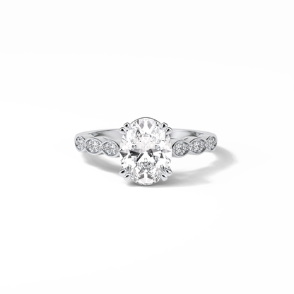 Oval Pave & Halo Lab Grown Diamond Engagement Ring