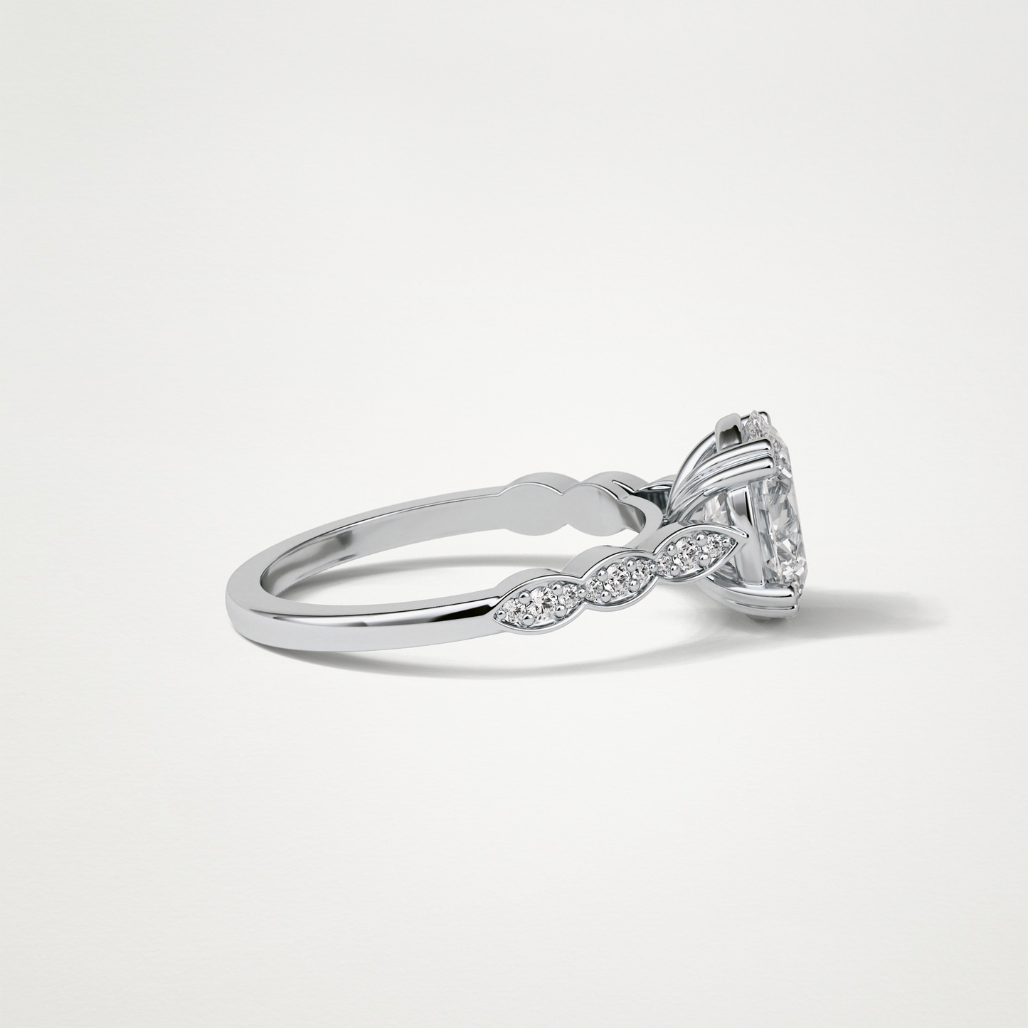Oval Pave & Halo Lab Grown Diamond Engagement Ring