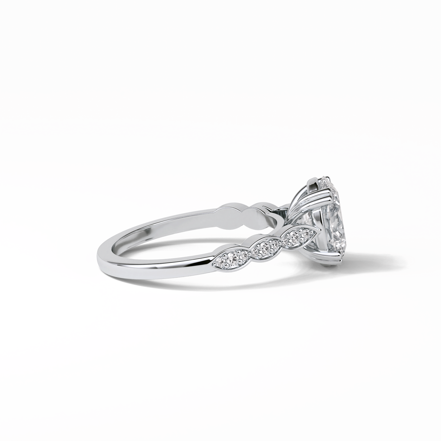 Oval Pave & Halo Lab Grown Diamond Engagement Ring
