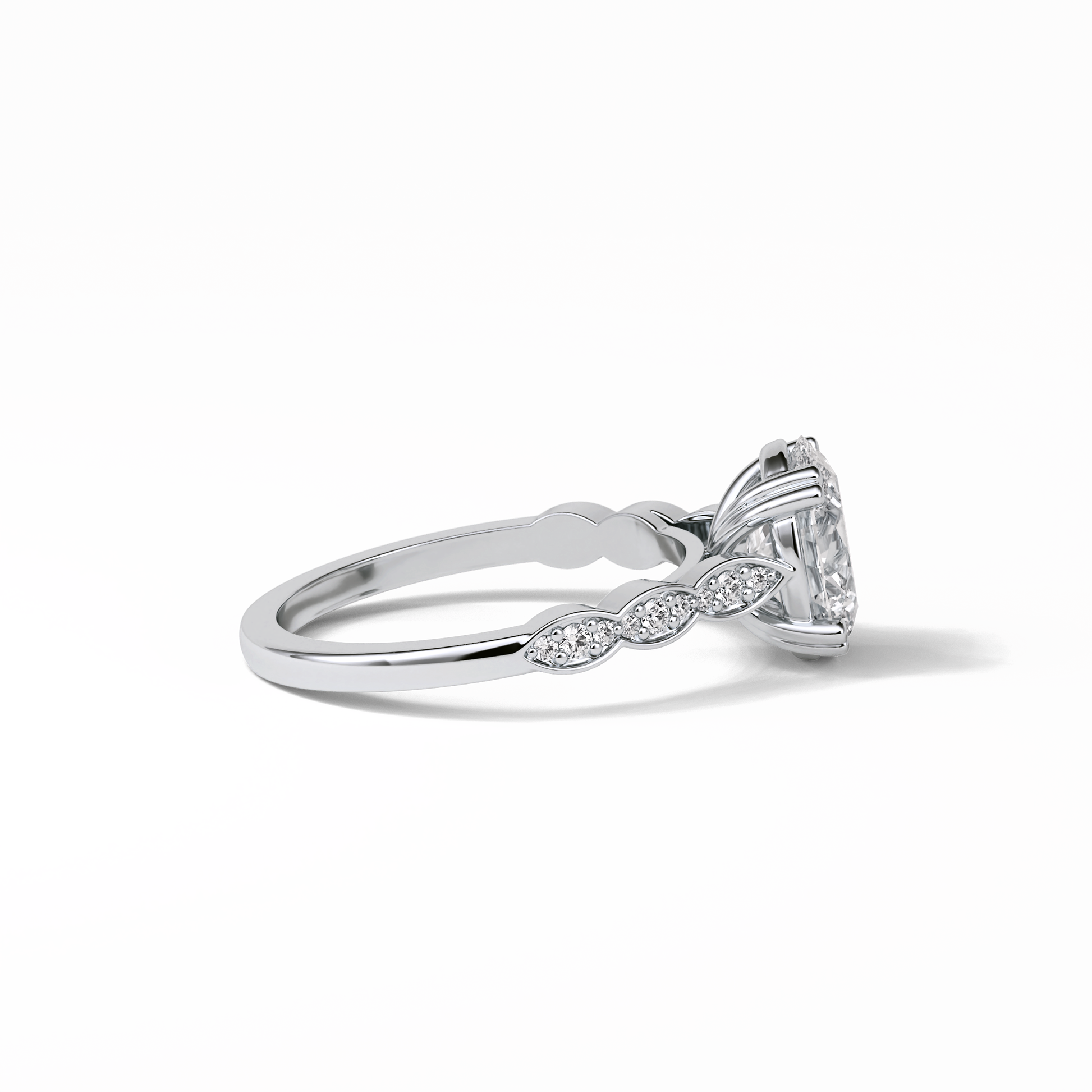 Oval Pave & Halo Lab Grown Diamond Engagement Ring