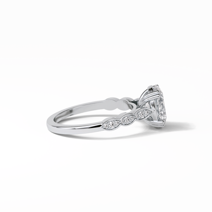Oval Pave & Halo Lab Grown Diamond Engagement Ring