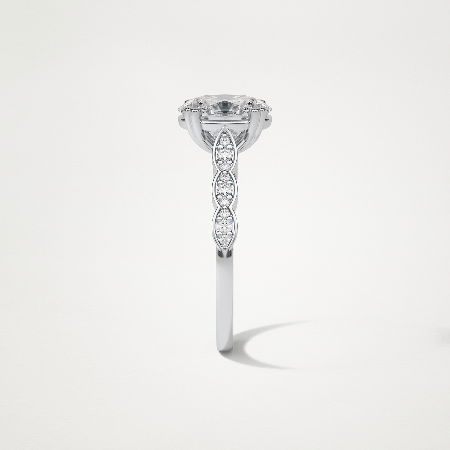 Oval Pave & Halo Lab Grown Diamond Engagement Ring