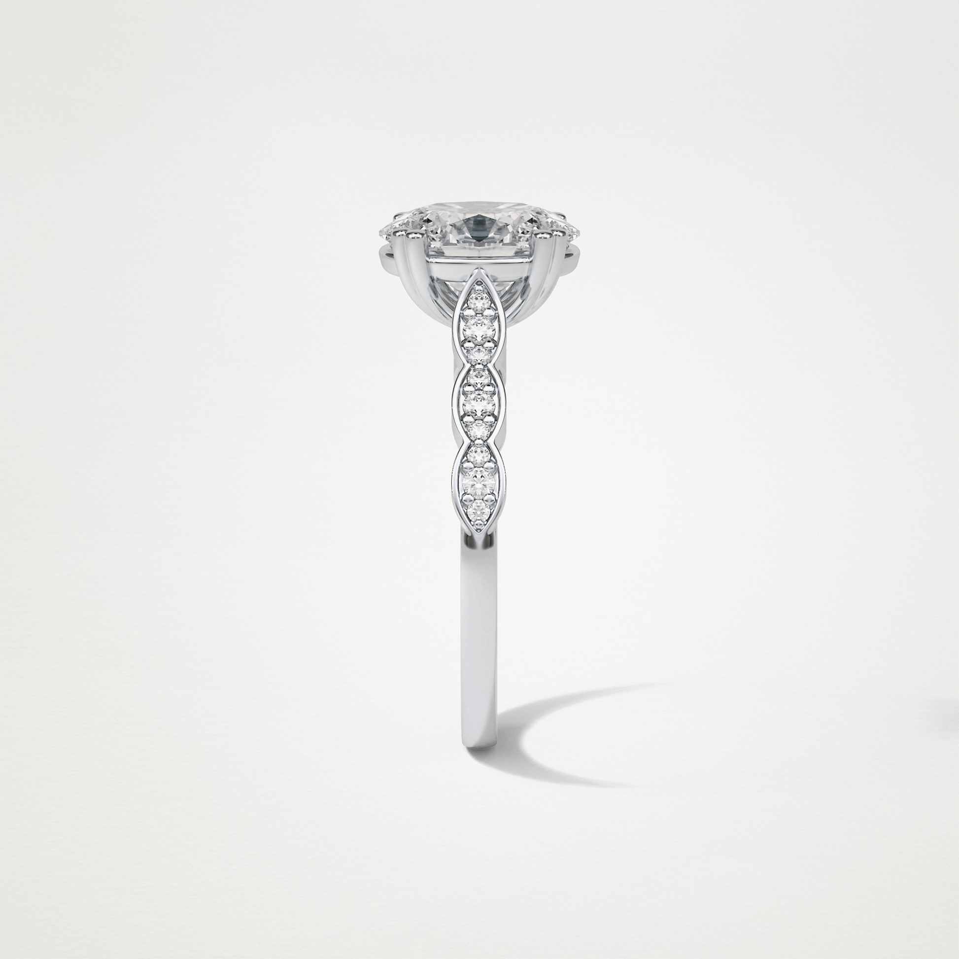 Oval Pave & Halo Lab Grown Diamond Engagement Ring