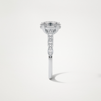 Oval Pave & Halo Lab Grown Diamond Engagement Ring