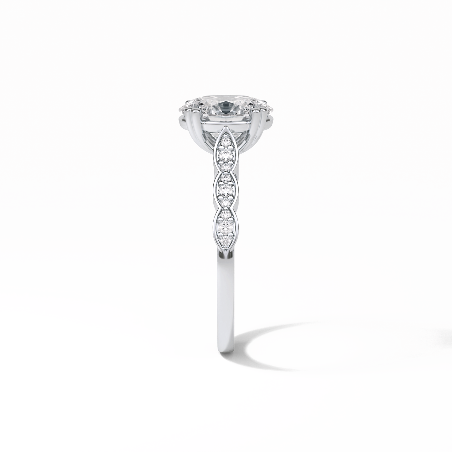 Oval Pave & Halo Lab Grown Diamond Engagement Ring