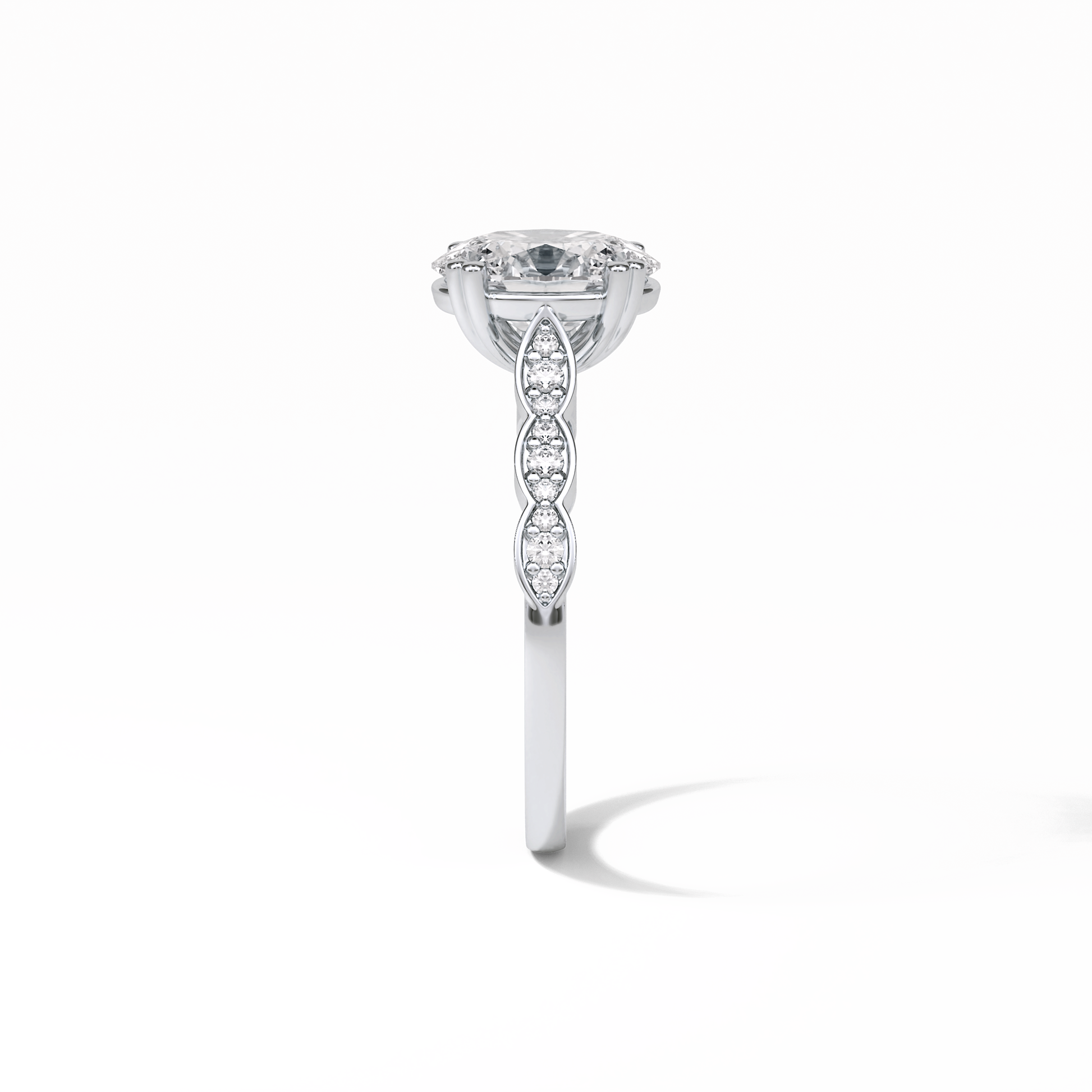 Oval Pave & Halo Lab Grown Diamond Engagement Ring
