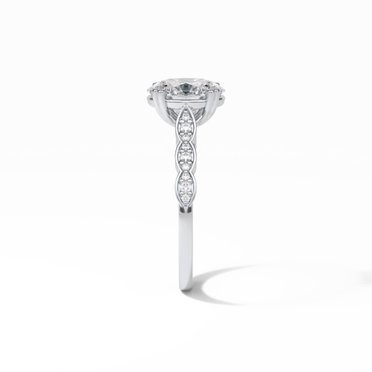 Oval Pave & Halo Lab Grown Diamond Engagement Ring