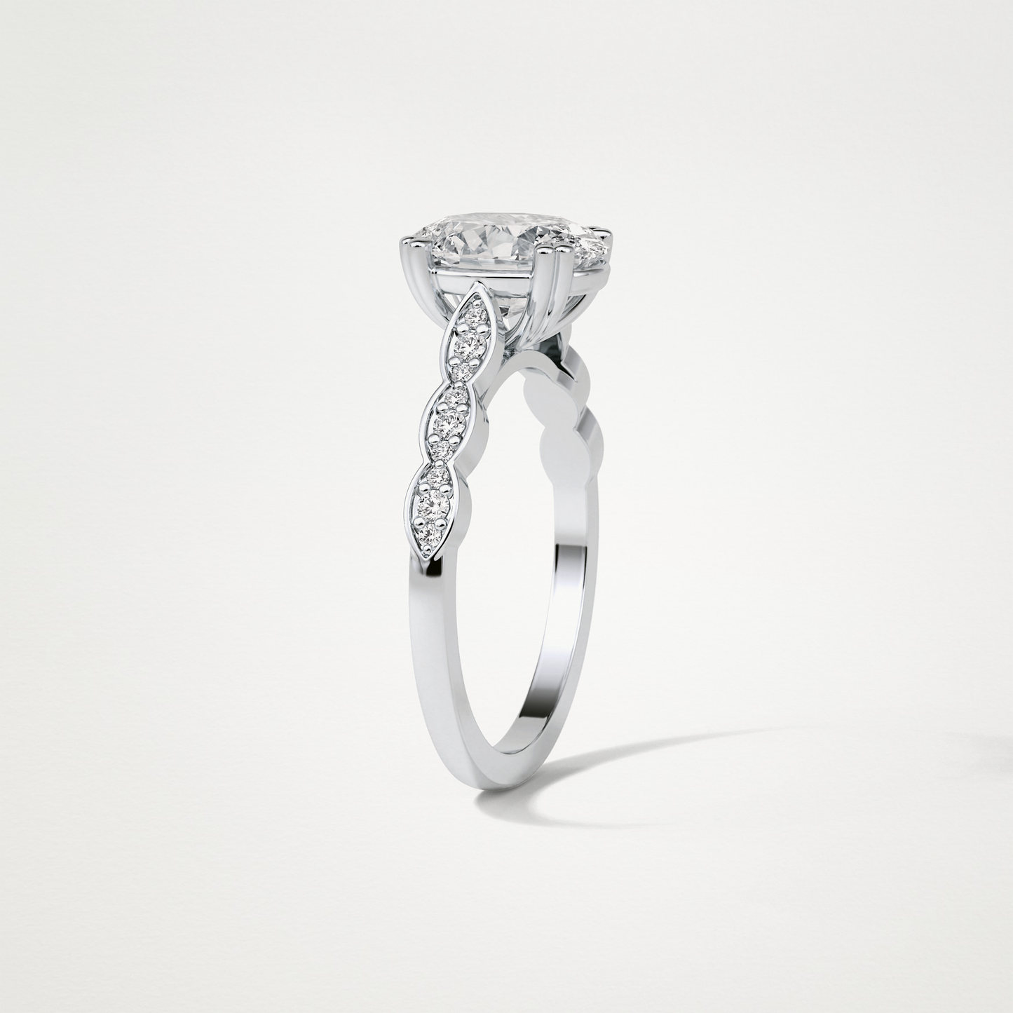 Oval Pave & Halo Lab Grown Diamond Engagement Ring