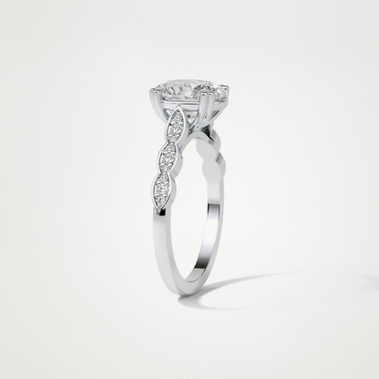 Oval Pave & Halo Lab Grown Diamond Engagement Ring