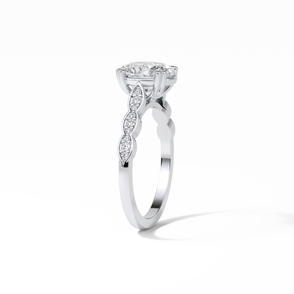 Oval Pave & Halo Lab Grown Diamond Engagement Ring