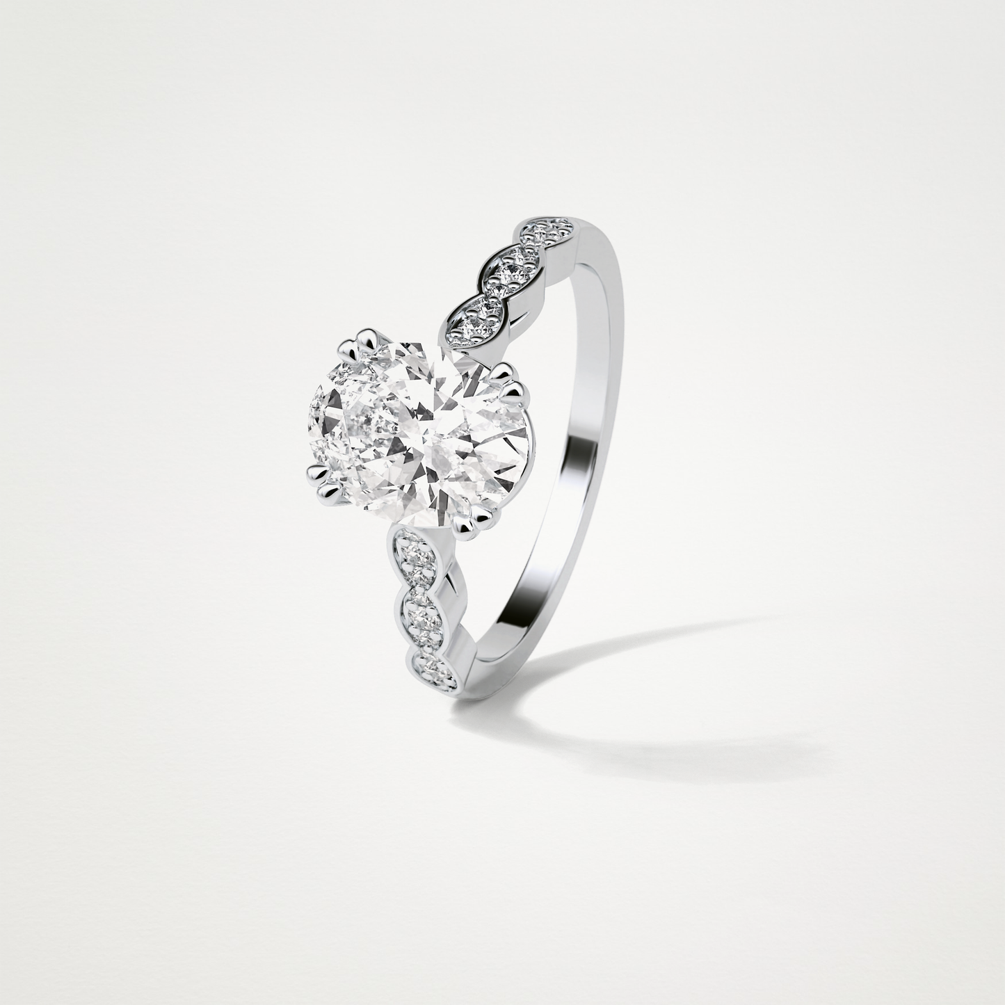 Oval Pave & Halo Lab Grown Diamond Engagement Ring