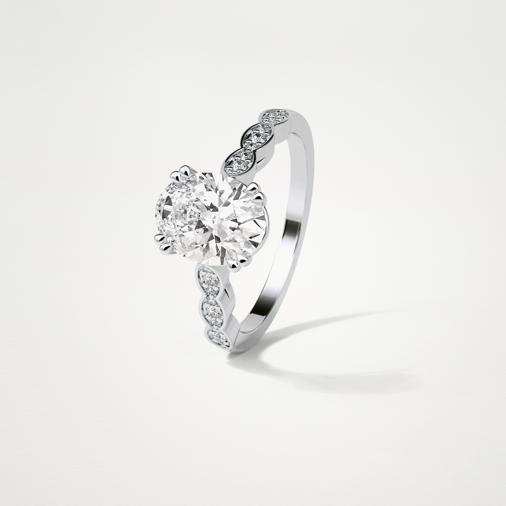 Oval Pave & Halo Lab Grown Diamond Engagement Ring