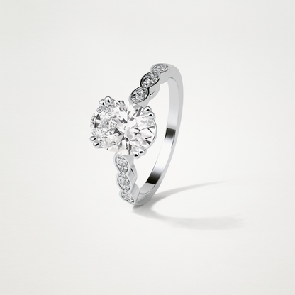Oval Pave & Halo Lab Grown Diamond Engagement Ring