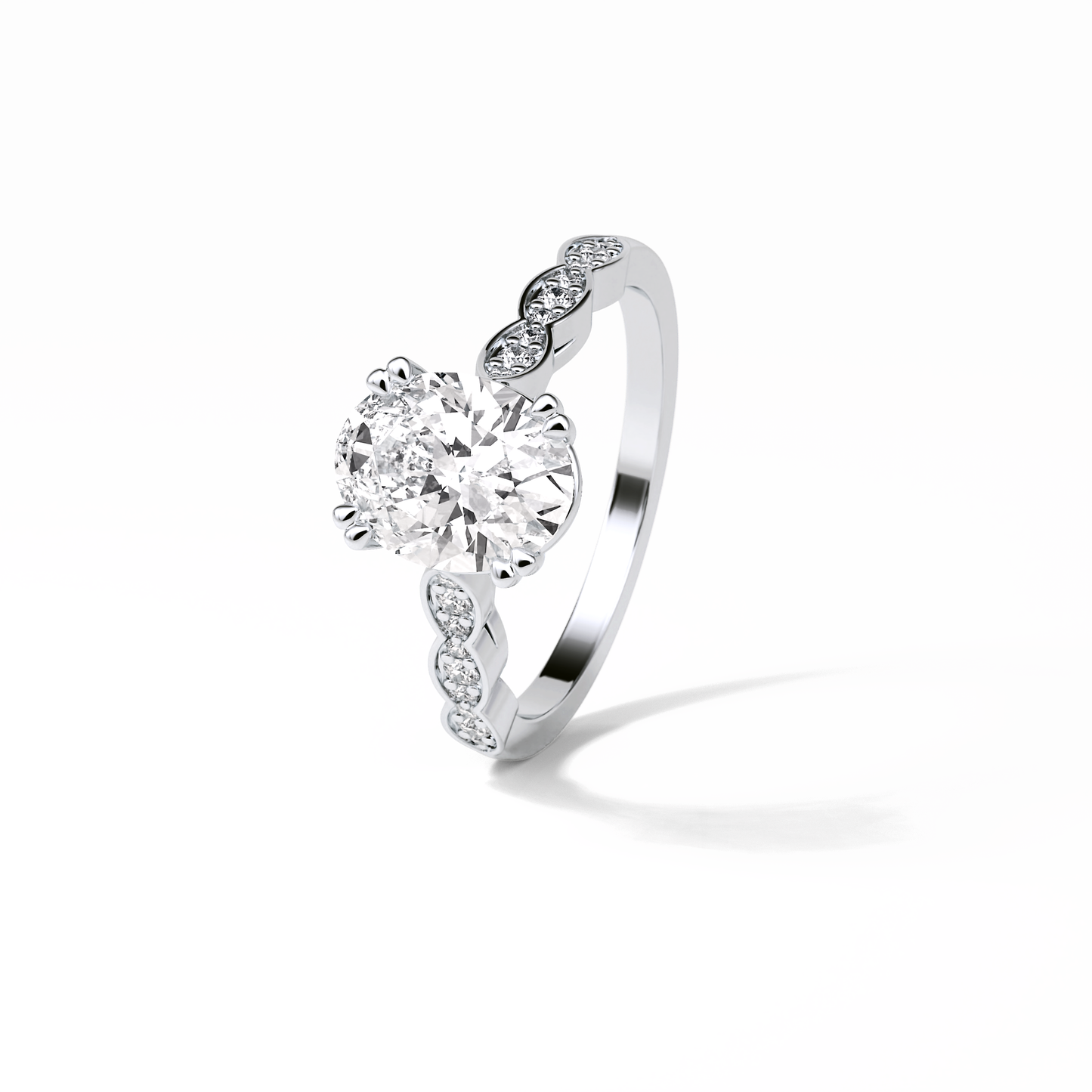 Oval Pave & Halo Lab Grown Diamond Engagement Ring