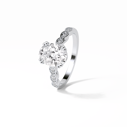 Oval Pave & Halo Lab Grown Diamond Engagement Ring