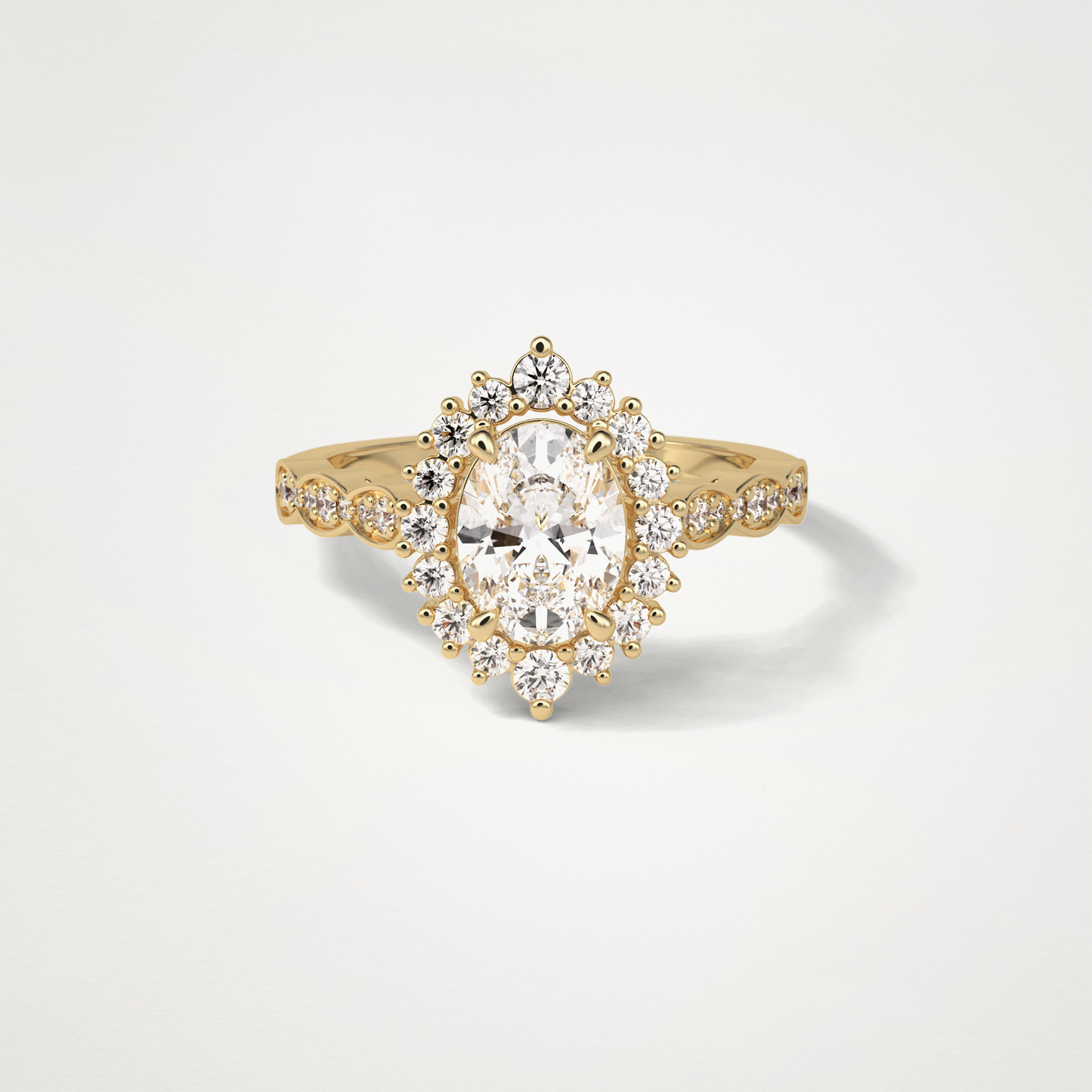 Oval Pave & Cluster Lab Grown Diamond Engagement Ring