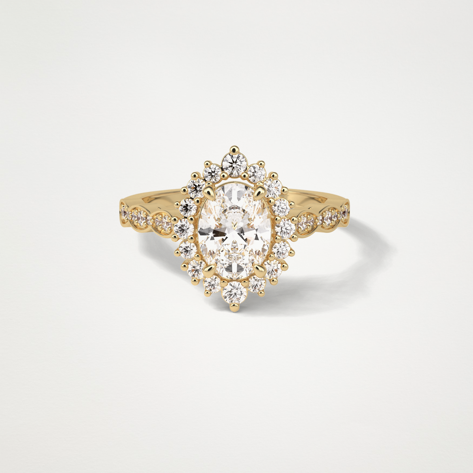 Oval Pave & Cluster Lab Grown Diamond Engagement Ring
