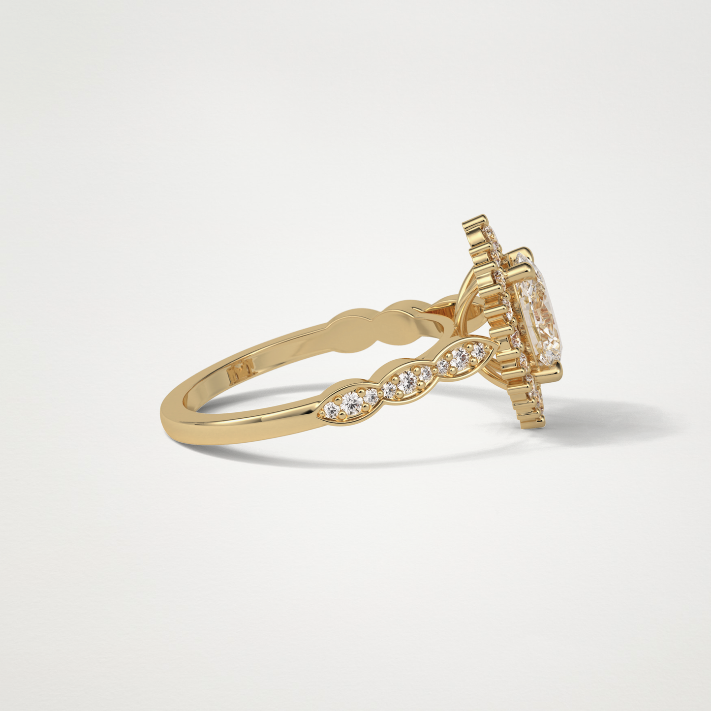 Oval Pave & Cluster Lab Grown Diamond Engagement Ring