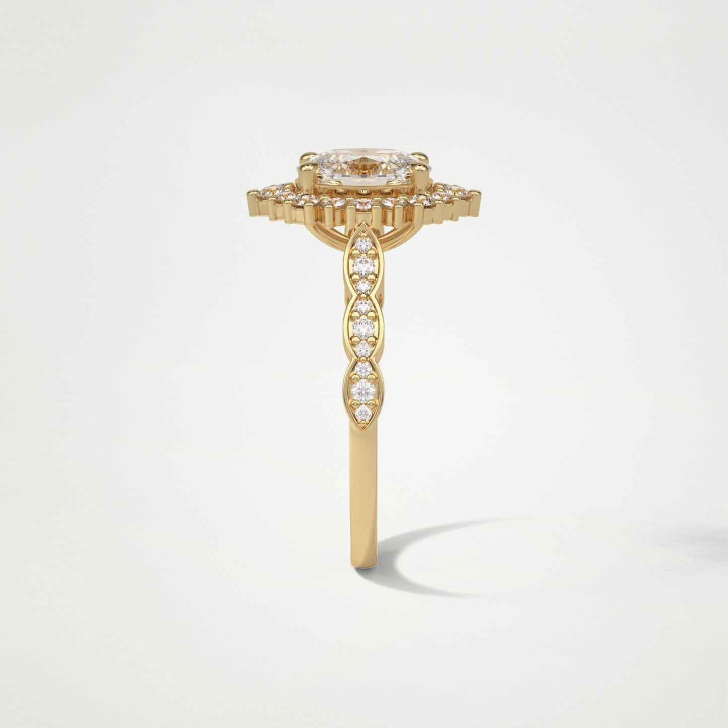 Oval Pave & Cluster Lab Grown Diamond Engagement Ring