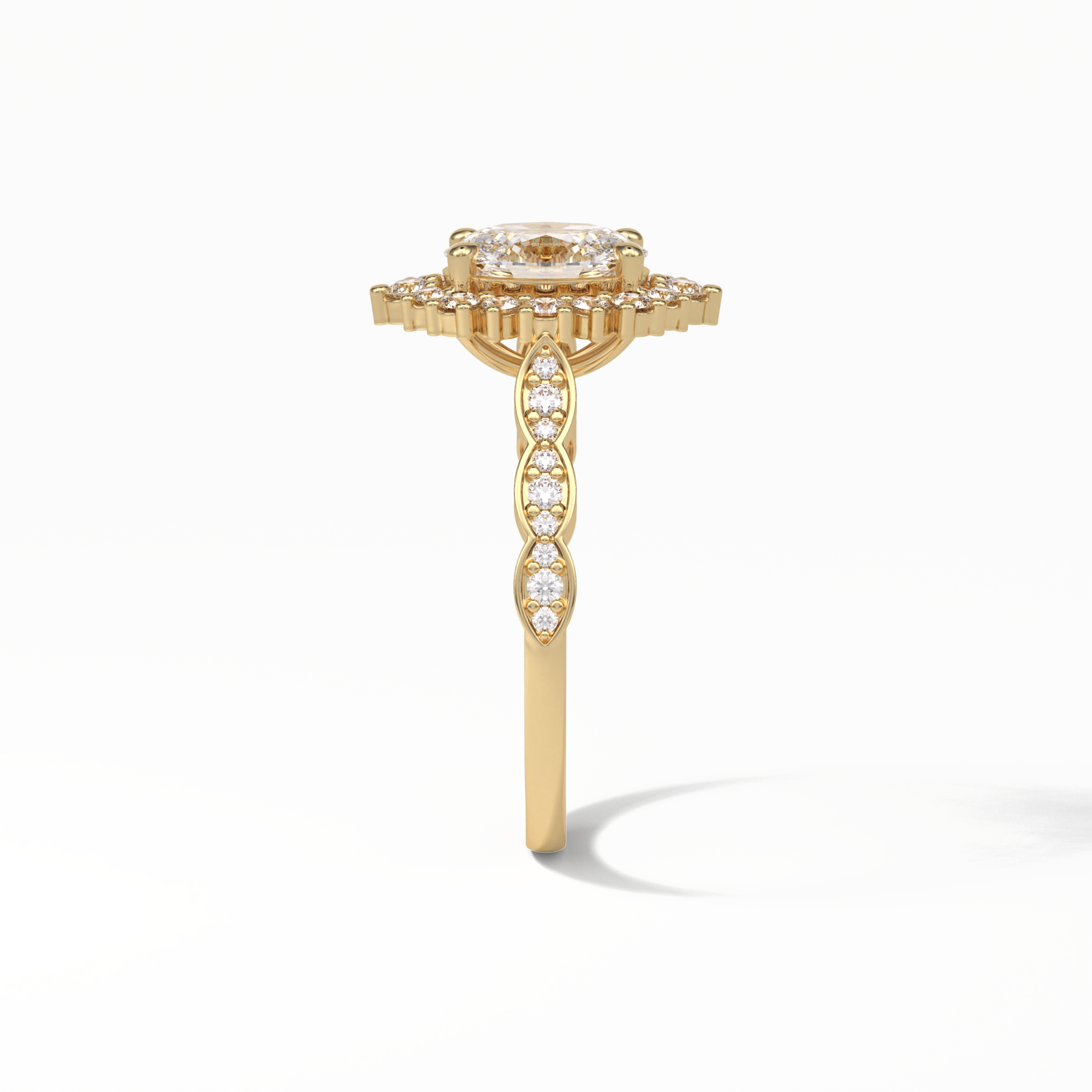 Oval Pave & Cluster Lab Grown Diamond Engagement Ring