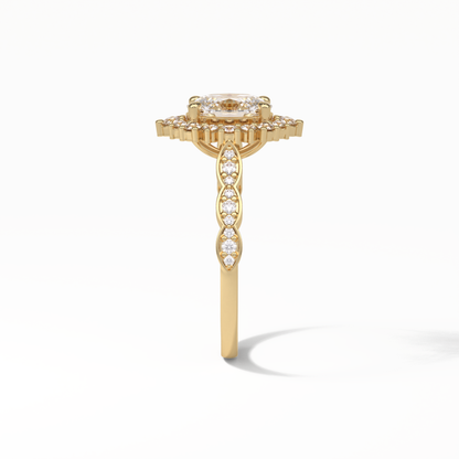 Oval Pave & Cluster Lab Grown Diamond Engagement Ring