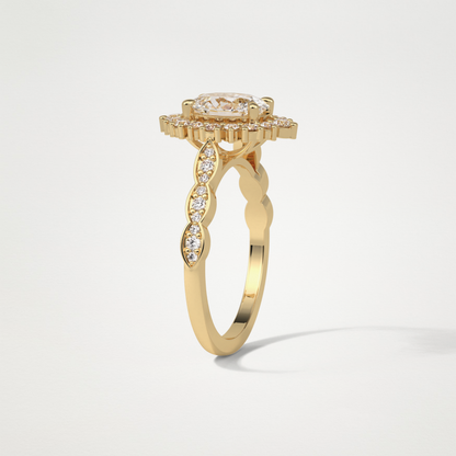 Oval Pave & Cluster Lab Grown Diamond Engagement Ring
