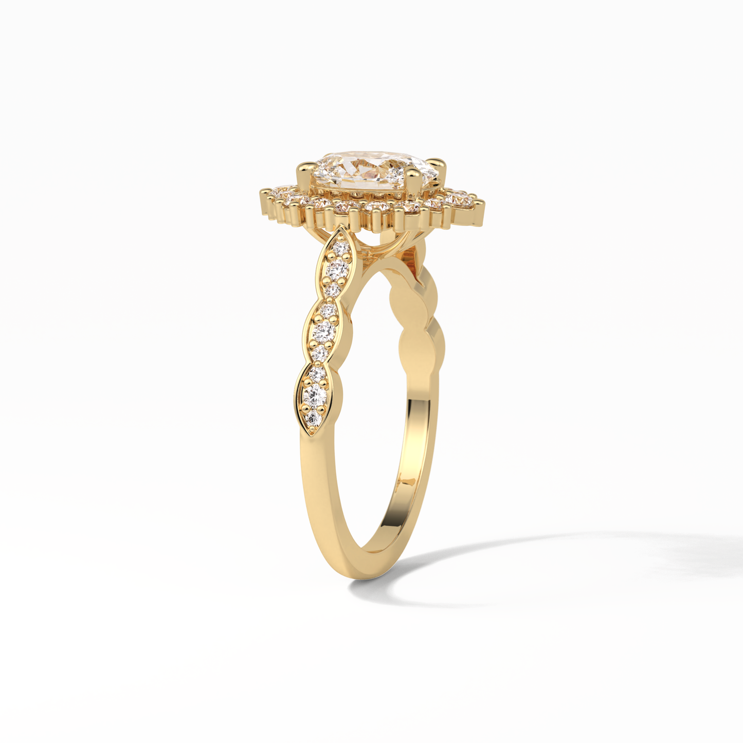 Oval Pave & Cluster Lab Grown Diamond Engagement Ring