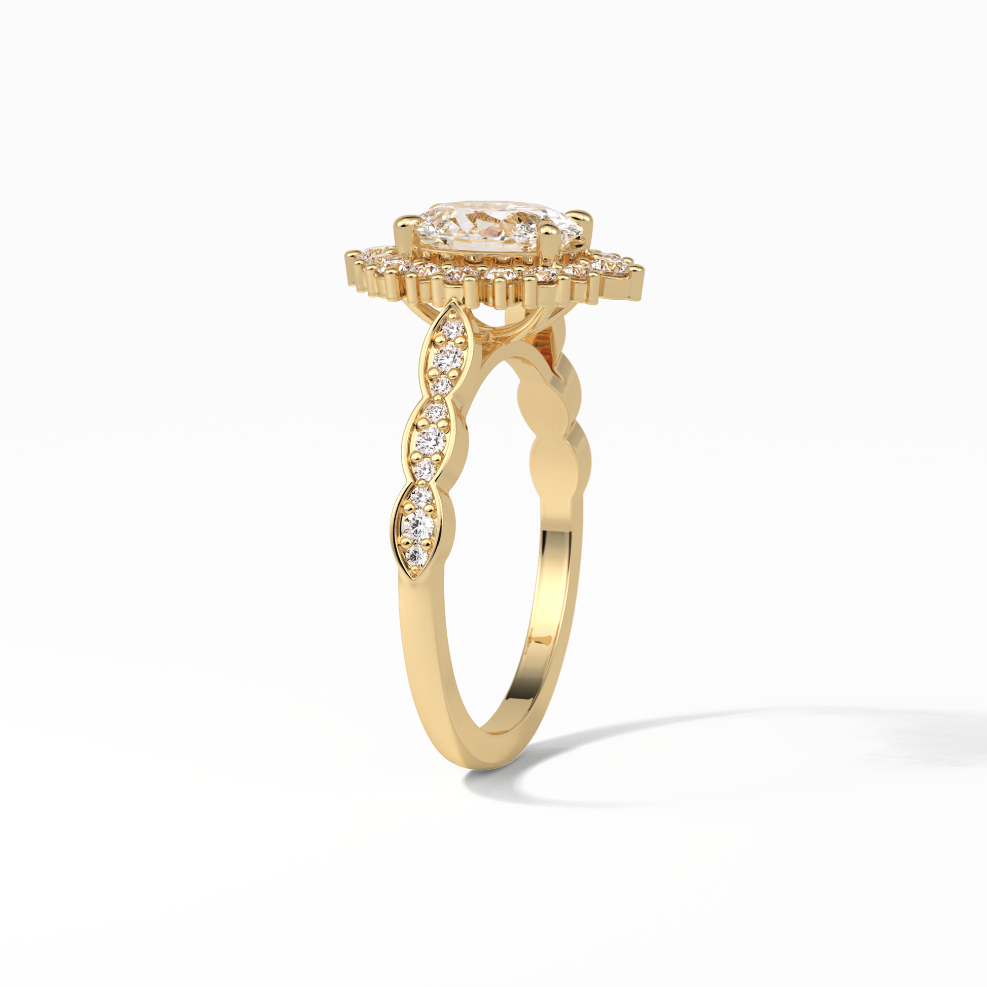 Oval Pave & Cluster Lab Grown Diamond Engagement Ring