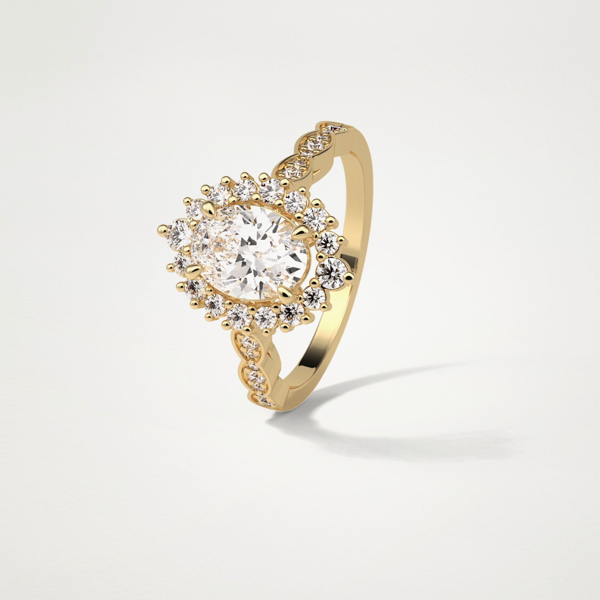 Oval Pave & Cluster Lab Grown Diamond Engagement Ring