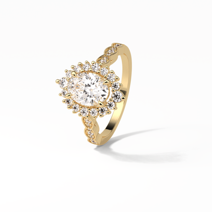 Oval Pave & Cluster Lab Grown Diamond Engagement Ring