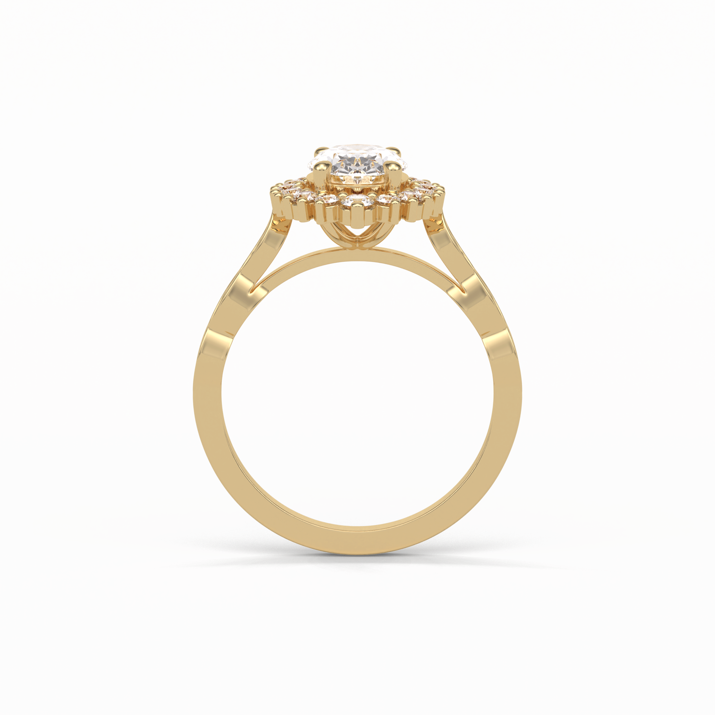 Oval Pave & Cluster Lab Grown Diamond Engagement Ring