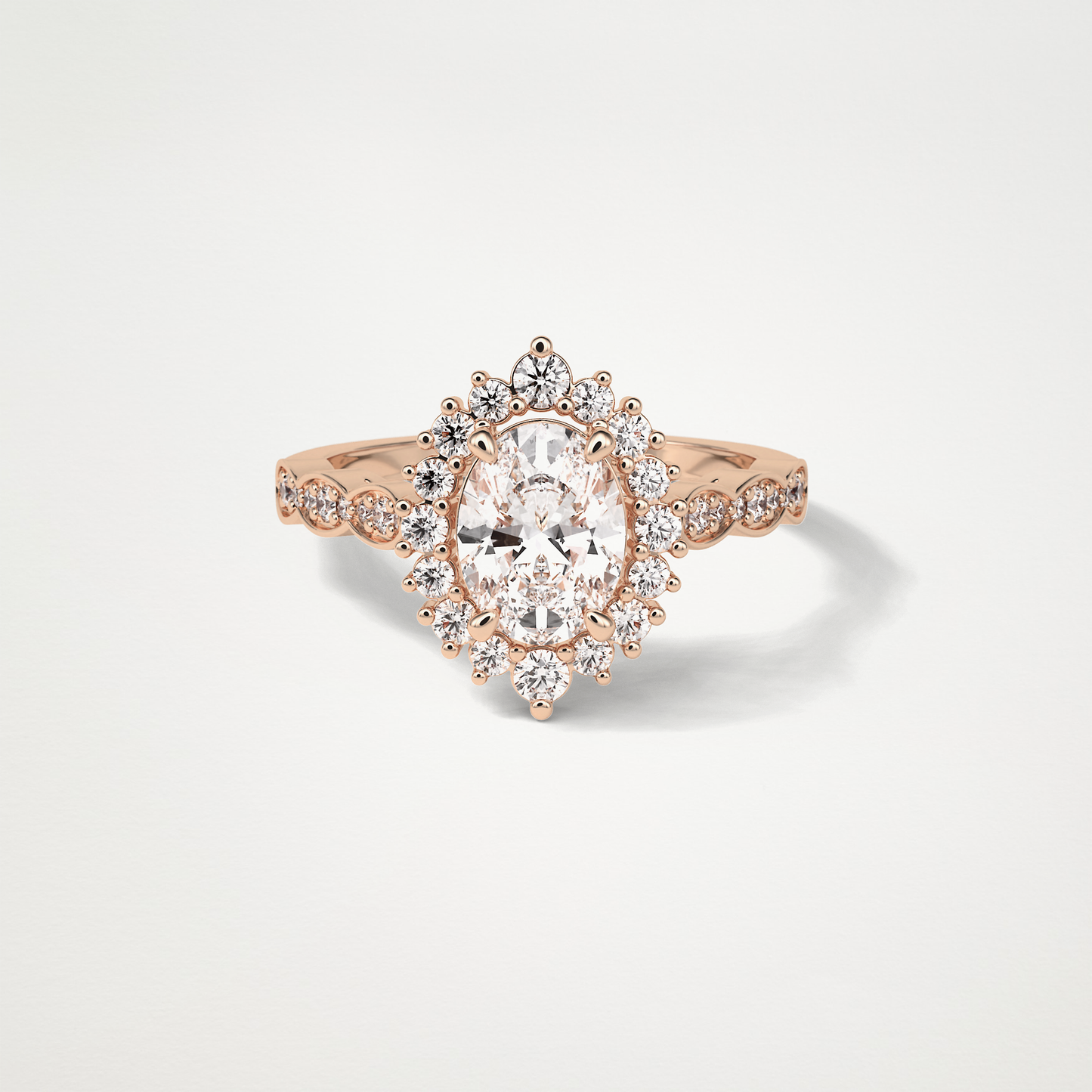 Oval Pave & Cluster Lab Grown Diamond Engagement Ring